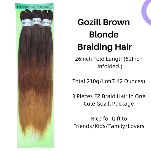 WEIF-Brown Blonde Braiding Hair Pre Stretched 1B/30/27# Knotless Braids Hair Extension for Braiding