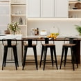 thumbnail image 3 of Bar Stools Set of 4 Bar Height Metal Barstools with Wood Seat Low Back Kitchen Bar Chairs, 3 of 6