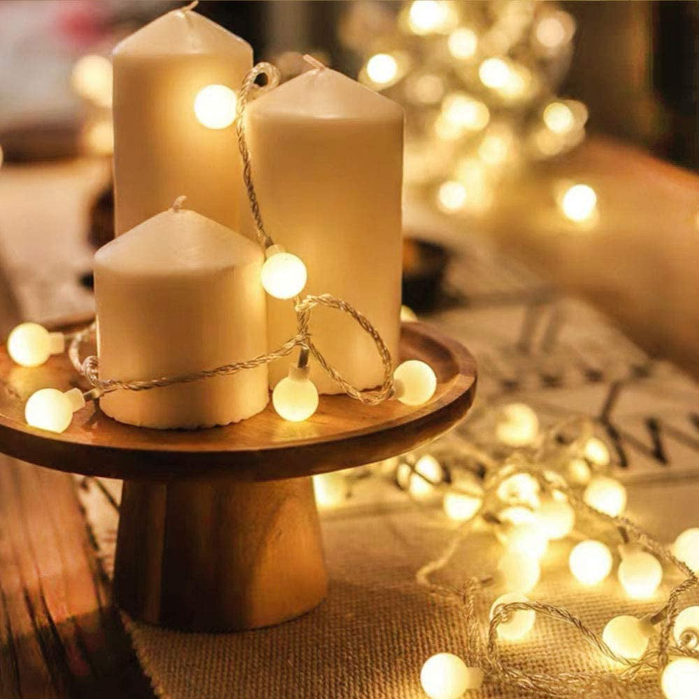 2 Pack 19.7ft 40 LED Globe Fairy String Lights 8 Modes with Remote Control Party Outdoor Christmas Perfect for Indoor YOZATIA Globe String Lights Battery Operated Warm White Waterproof Bedroom