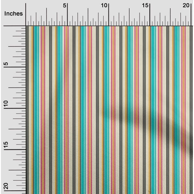 oneOone Organic Cotton Voile Fabric Multicolor Stripe Decor Fabric Printed BTY 42 Inch Wide