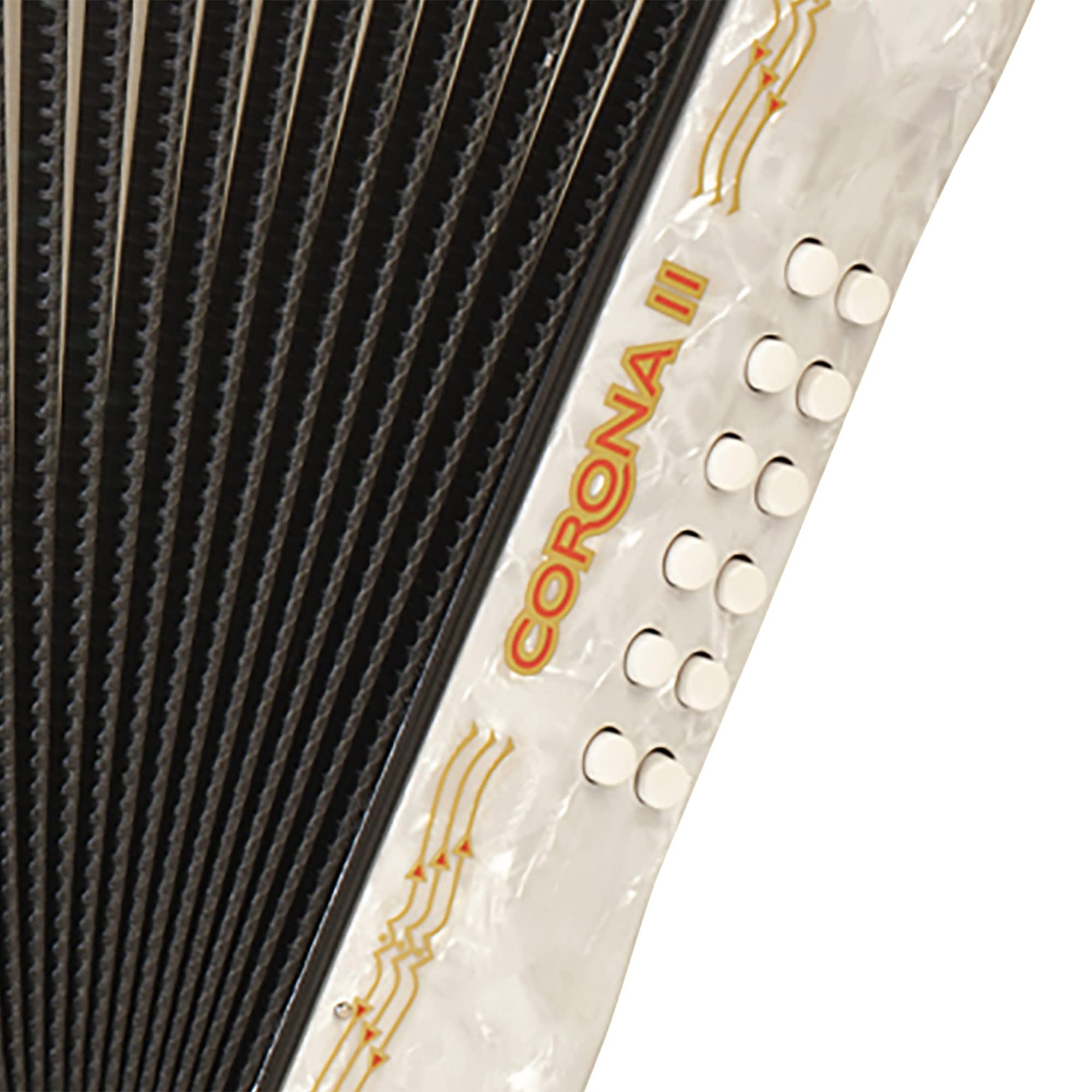 Hohner Corona II G/C/F Accordion - Pearl White Bundle with Case, Gig Bag, Straps, and Austin Bazaar Polishing Cloth