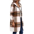 thumbnail image 4 of Aswuknt Women's Long Plaid Hooded Jacket Zip Up Casual Mid Length Outerwear for Fall Winter Daily Outdoor Wear, 4 of 8