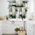 thumbnail image 3 of Abstract Graffiti Kitchen Curtains Valances and Tiers Set of 3 Green Beige Geometric Wash Tier Curtains and Valance with Rod Pocket for Small Windows, 27.5"x36", 3 of 9