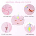 Yoweenton Unicorn Bean Bag Chair for Girls Room Decorations, Kids Stuffed Animal Storage Velvet