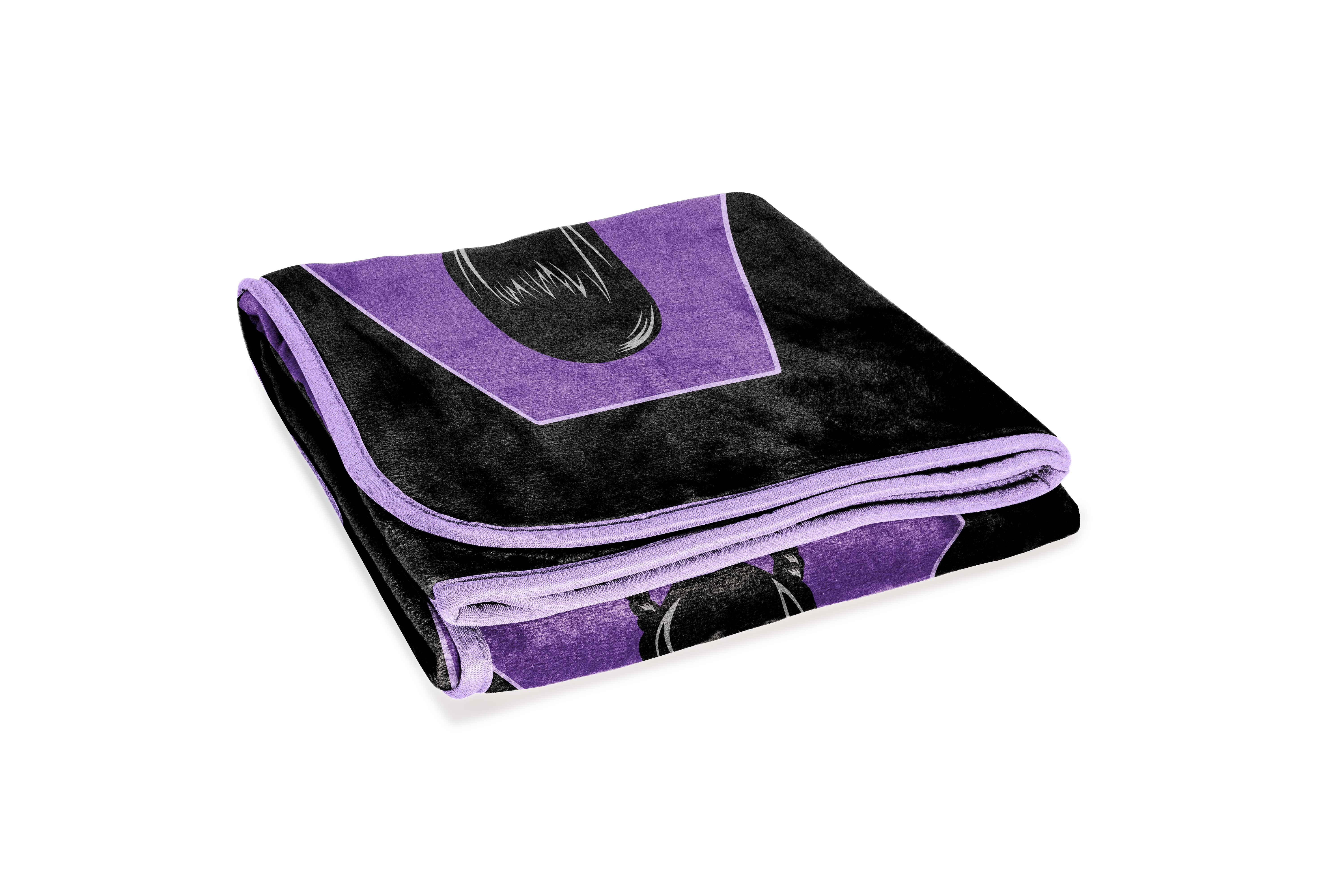 Wednesday Floral Skulls 46" x 60" Coral Fleece Throw Blanket, Polyester, Purple & Black, MGM