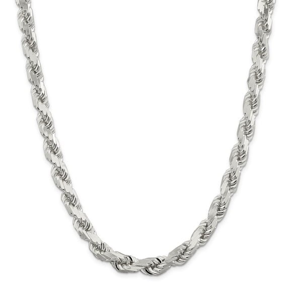 925 Sterling Silver 10.25mm Diamond-cut Rope Chain 24 Inch