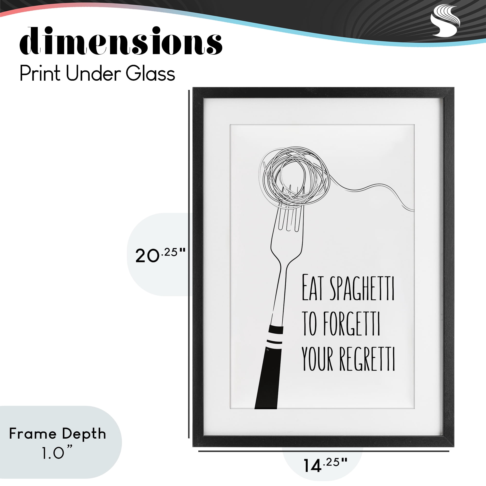 Stupell Industries Funny Spaghetti Sass Black Framed Print Under Glass, design by Martina Pavlova