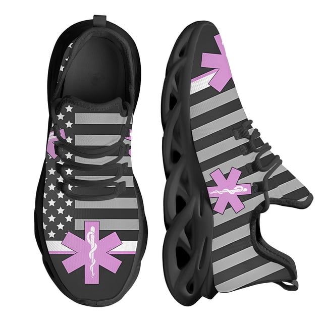 Zapatillas deportivas ligeras con plataforma y cordones para mujer, de malla con estampado EMT First Responder EMS, tenis médicos