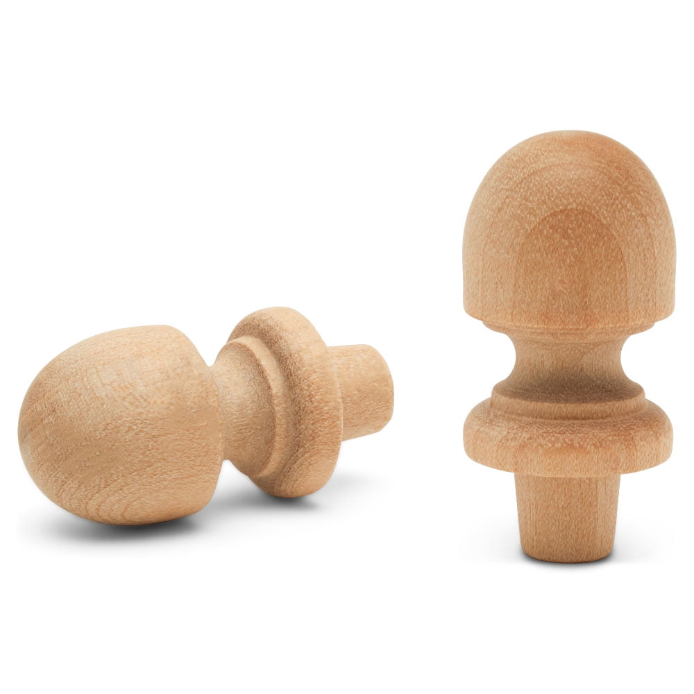 Small Wood Finials, 11/2 inch Wooden Finials for Crafting, DIY Décor