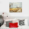 thumbnail image 4 of COMIO Barn Framed Wall Art Decor: Rustic Farmhouse Wooden Picture Country Windmill Meadow Landscape Painting Blue Sky and Wild Flowers Prints Artwork for Bedroom Kitchen, 4 of 4