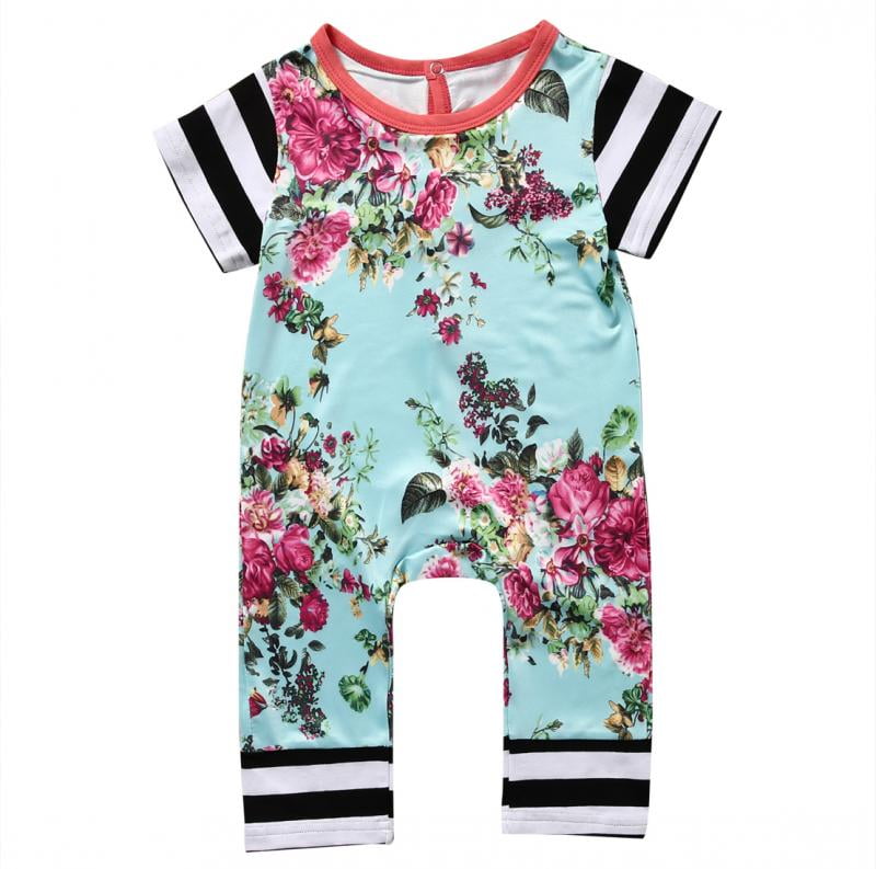 Newborn Toddler Baby Girl Clothes Floral Romper Bodysuit Jumpsuit Sunsuit Outfit