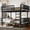 Black + Metal + Full, variant on Queen over Queen Bunk Bed with Ladders & Guardrails, Metal Bunk Bed Frame with Upgraded Safety Round-Pipe Design, Can Transformed into 2 Platform Bed, White