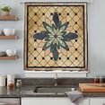 thumbnail image 4 of Vintage Geometric Sheer Curtains 54 Inches Long, Green Brown Abstract Plaid Checkered Light Filering Curtains, Breathable Simi Curtain Privacy Drapes for Kitchen Bathroom Small Window Treatment, 4 of 9