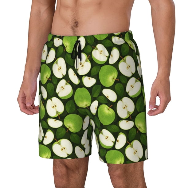 Balery Green Fruit Bañador para hombre, shorts de playa de secado rápido con entrepierna y forro de compresión-Small