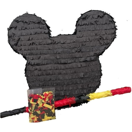 Mouse Ears Pinata with Pinata Stick and Confetti Mouse Theme Birthday Party Black Mouse…