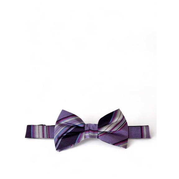 Purple Striped Silk Bow Tie