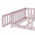 thumbnail image 4 of Bellemave Twin Size Floor Beds with Door, Wood Montessori Bed with Fence Railings & Support Slats, No Box Spring Needed (Pink), 4 of 7
