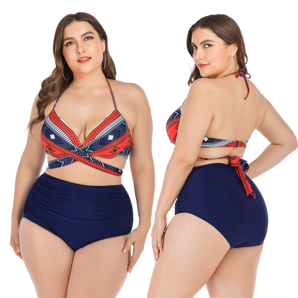 Colorblock Bikini - Plus Size High Waisted Bathing Suit | Moxi Blu
