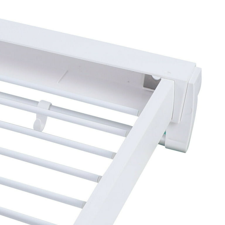 Wall Mounted Laundry Clothes Shelf Drying Rack Folding Dryer Hanger 7 Rod 2KG Extendable Clothes Airer Dryer Wall Mounted Laundry Drying Rack Indoor