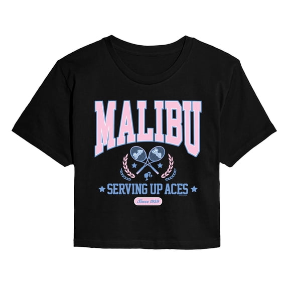 Barbie - Malibu Varsity - Juniors Cropped Graphic T-Shirt
