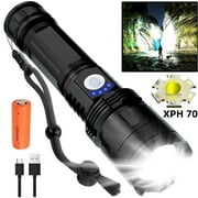 Rechargeable LED Flashlight High Lumens, 120000 Lumens Super Bright Flashlights W/5Modes, LED Zoomable IP65 Waterproof Handheld Flashlight for Hiking Emergencies Home (1x5000mAh Battery Included)