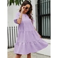 thumbnail image 4 of Mauve Purple Tiered Flounce Sleeve Smock Dress With Ruffled Hem, 4 of 6