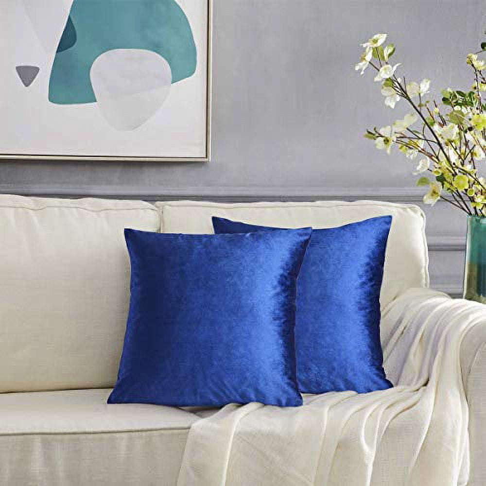 GIGIZAZA Royal Blue Velvet Decorative Throw Pillow Covers for Sofa