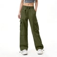 thumbnail image 4 of Jerdar Cargo Pants Women Baggy Y2k Streetwear Wide Leg Pants with Pockets High Waist Drawstring Goth XL, 4 of 7