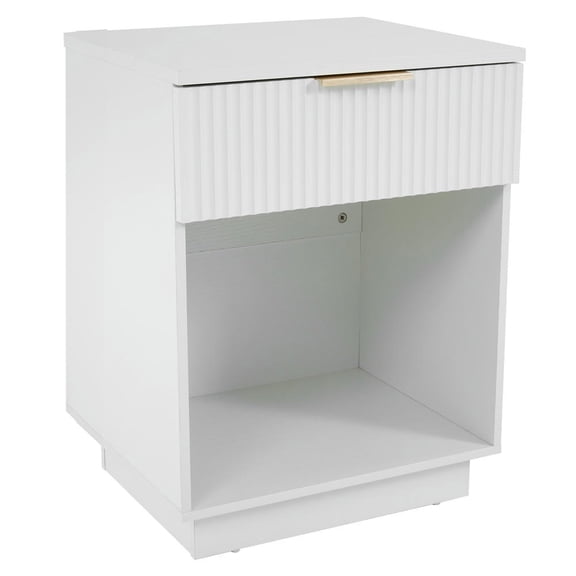 GVN Nightstand, Bedside Table,NightStand with One Drawer&Shelf White