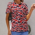 thumbnail image 6 of British Flag Pattern Womens Tops Women's Fashion Casual Short Sleeve Flower Print Round Neck Pullover Top Blouse, 6 of 6