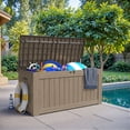 thumbnail image 5 of Devoko 122 Gallon Outdoor Patio Box Deck Plastic Resin Storage Box Backyard, Light Brown, 5 of 7