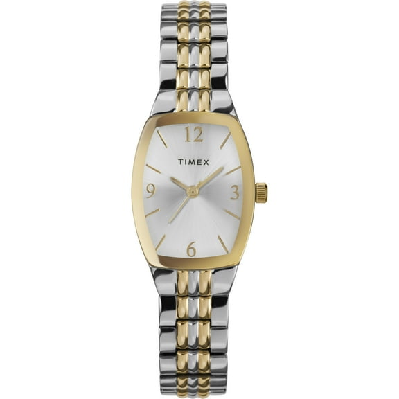 Timex Women's Dress Tonneau 21mm Watch – Two-Tone Case & Dial with Two-Tone Stainless Steel Expansion Band