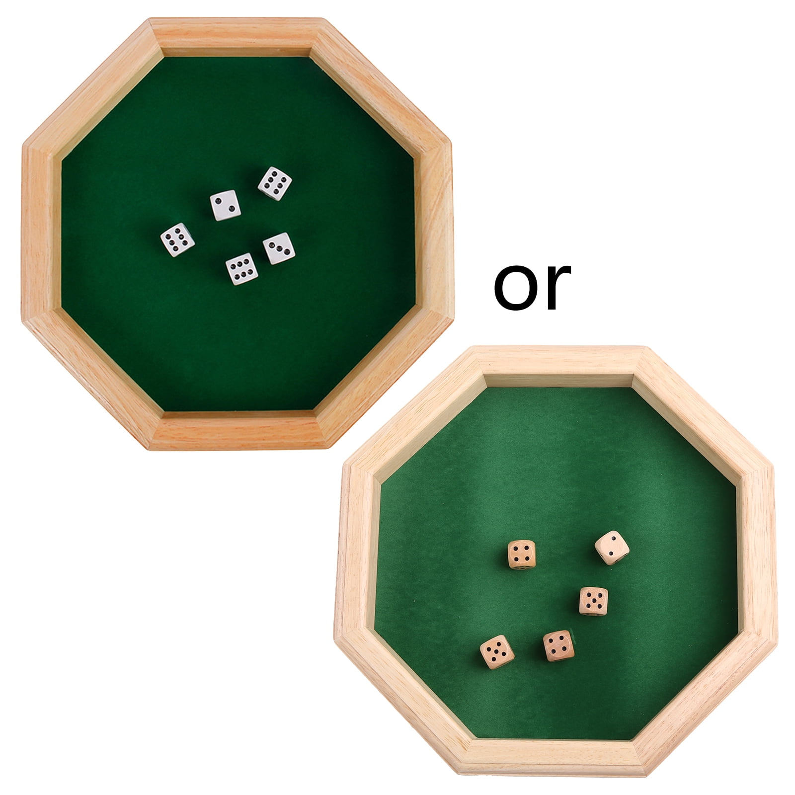 ZOYONE Octagonal Dice Tray Portable Wood Dice Rolling Tray Felt Lined