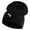Black, variant on Ginkgo Embroidered Big Size Superior Cotton Short Knit Beanie - Black XL-3XL