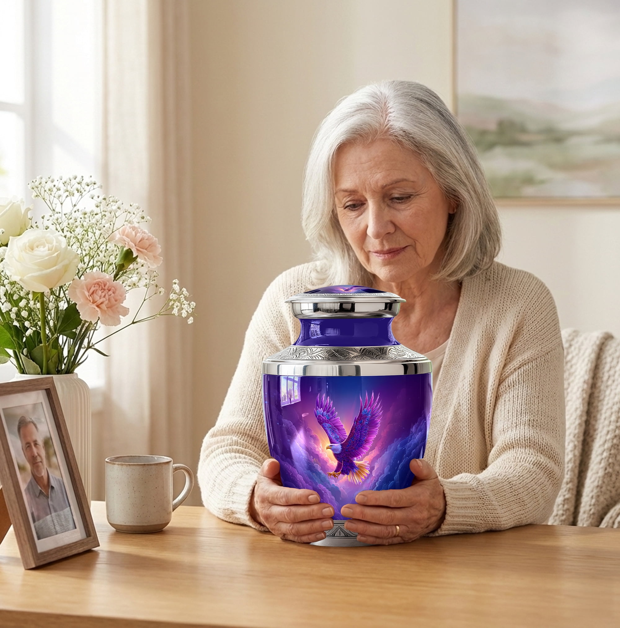 Eagle Urn for Human Ashes Adult - Cremation Urn with Eagle Design - Large Urns for Ashes Adult Male - Memorial Urns for Women - Decorative Ash Container for Mom ( SizE )
