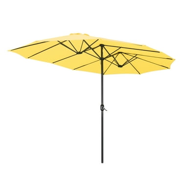 Yescom 15FT Double-sided Patio Umbrella Sun Shade UV30  Crank Outdoor Garden Market Yellow