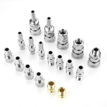 Iron Force Air Tool Set FAGINEY 18pcs Line Hose Air Compressor Connector Quick Release Assembly Set 1/4 Pneumatic Iron Parts,Air Connector, Compressed Air Tool ()