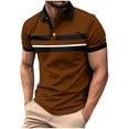 thumbnail image 5 of Sakmal Beach Vacation Polo Shirts for Men Button Down Short Sleeve Tshirts Brown Striped Dressy Casual Mens Shirts XL, 5 of 5