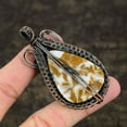 thumbnail image 4 of Natural Silverleaf Jasper Gemstone Copper Wire Wrap Gift Pendant 2.84", 4 of 5