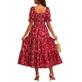 thumbnail image 6 of NTACZA Summer Dresses for Women 2026 Sundress Tiered Hem Casual Daisy Floral Maxi Short Sleeve Square Neckline Ruched Waist A-Line Beach Size M, 6 of 7