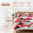 thumbnail image 6 of Triangle Color Block Duvet Cover Set King Size, Abstract Stitching Retro 4 Piece Soft Microfiber Bedding Set with 1 Duvet Cover, 1 Flat Sheet, 2 Pillowcases, 6 of 9