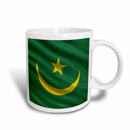 3dRose Flag of Mauritania waving in the wind, Ceramic Mug, 15-ounce
