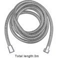 thumbnail image 3 of 3m Shower Hose, Stainless Steel Replacement Shower Pipe Extra Long Shower Hose With Washers, Chorme (3m/118inch), 3 of 5
