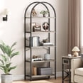 thumbnail image 2 of Faitaliicy 5 Tier Bookshelf Arched Standing Tall Bookcase Metal Frame Open Storage Rack Modern Display Rack Large Wood Book Shelf For Bedroom Living Room Office Study Room, 2 of 9