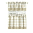 thumbnail image 4 of Woven Trends Kitchen Curtains and Valances Set, Classic Country Plaid Checkered Premium Cotton Blend, Cafe Curtains Tier & Valance Set, Rod Pocket, 57" x 36", Beige, 4 of 5