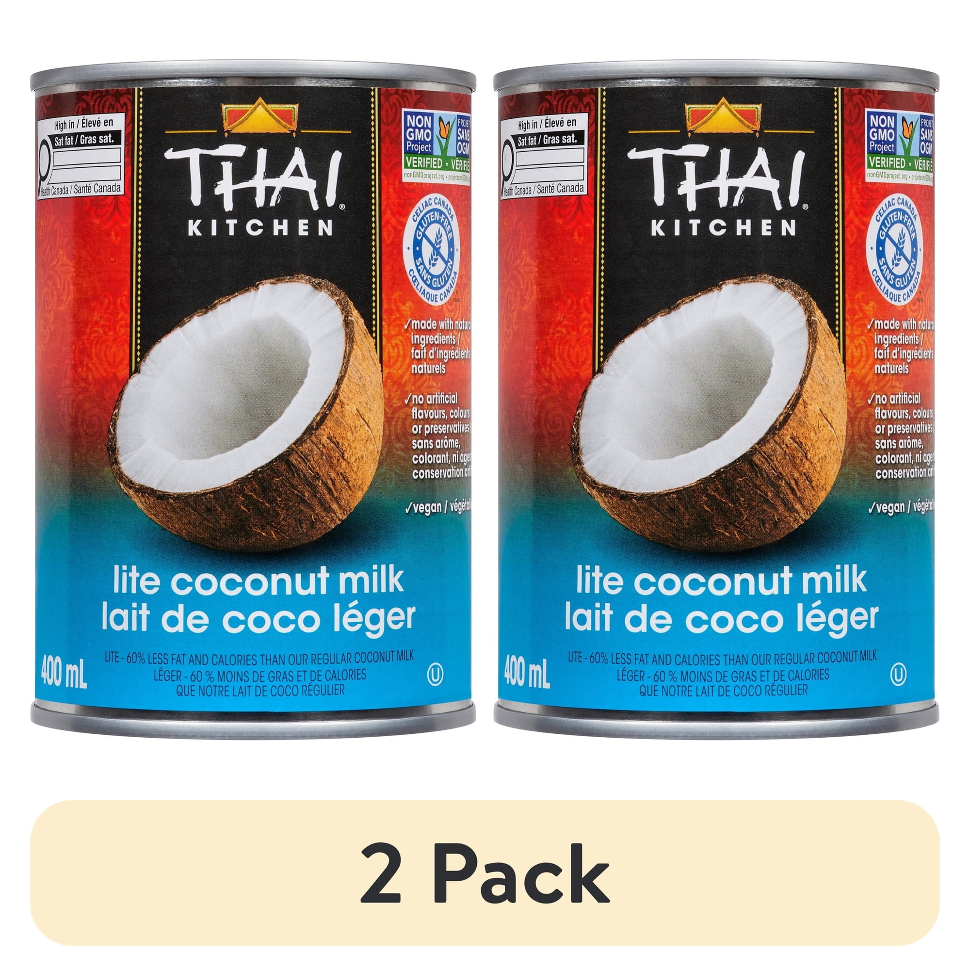(2 pack) Thai Kitchen Gluten-Free Gluten-Free Lite Coconut Milk 13.66 fl oz Can