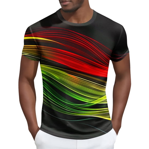 Tops para hombre, blusas y camisas de manga corta con cuello redondo para hombre Camisa de manga corta estampada para hombre Top/camisa de manga corta con cuello redondo Tops para hombre
