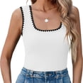 thumbnail image 3 of Summer Sleeveless Color Block Women Square Neckline Tank Tops Slim Vest Camisole, 3 of 5