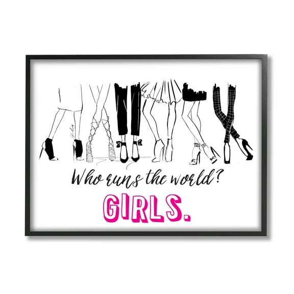 Stupell Industries Girls Run The World Glam Graphic Art Black Framed Art Print Wall Art, Design by Alison Petrie