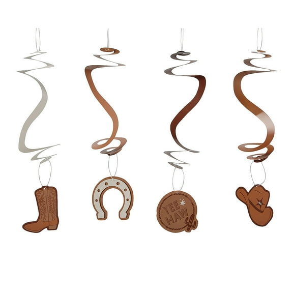 32" Western Party Hanging Swirl Decorations - 12 Pieces